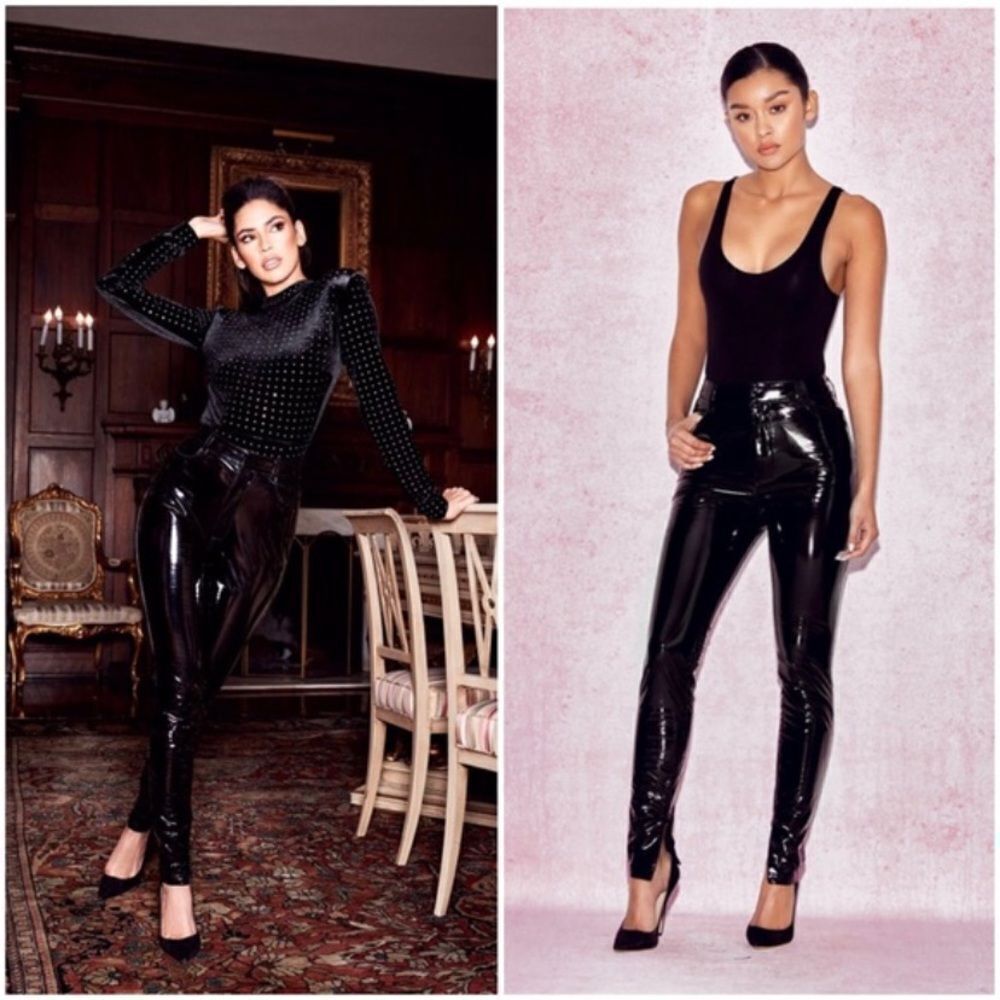 NWOT House of CB Black Vinyl Leather Pants Size S